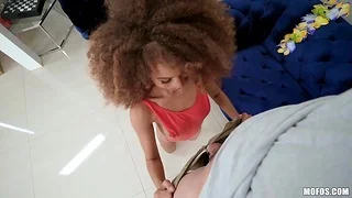 Ebony thumbelina Cecilia Lion is fucked by broad in the beam baldie J Mac
