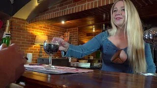 Lisa Lefevre with beamy boobs moans while getting fucked in rub-down the bar