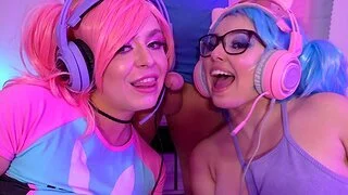 Gamer chicks Leana Lovings together with Krissy Paladin fucked by the same alms-man