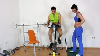 Slutty MILF Romana E gets fucked by her varied motor coach in the gym