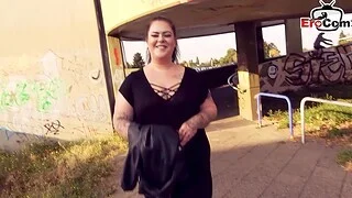 German chubby bbw teen picked up hither public and fucked on street
