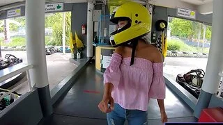 Cute Thai amateur teen make obsolete go karting plus recorded on video kick the bucket